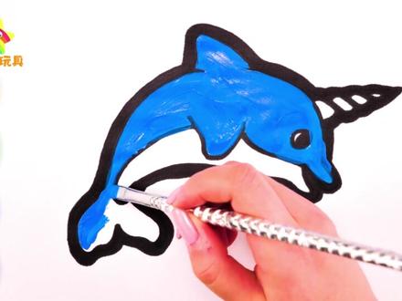 小星星简笔画:蓝色独角鲸简笔画,萌萌的很可爱