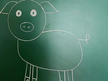 随便画几笔 小猪完成了😄#粉笔画 #简笔画 #小猪