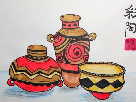 创意简笔画彩陶来了#画画 #创意美术 #彩陶