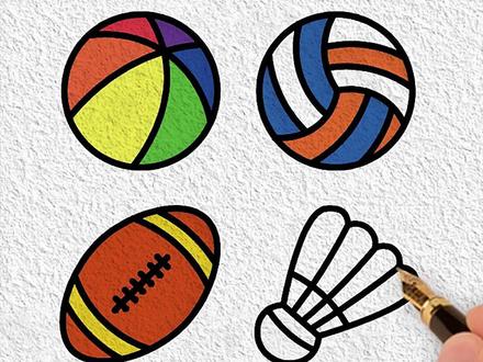 六种球的画法 #简笔画 #画画教程 #亲子互动