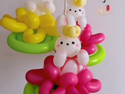 气球莲花兔子灯笼教程分享#手工diy #气球教程 #莲花兔子灯#中秋节 #自制花灯