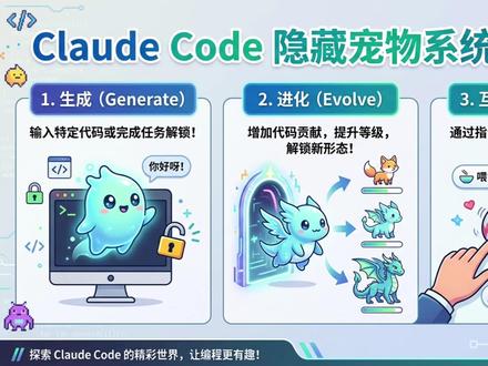手把手教你玩Claude Code宠物,真的会上头 你敢信吗?
Claude Code 现在不只是帮你写代码。
它还可能送你一只 AI 宠物。
只要输入 /buddy,
就会生成一个 companion 挂在旁边。
你聊天越多,它经验越高。
你 coding 越久,它变化越多。
甚至报错时,还会进入“战斗模式”。
重点是,
这不是没用的小贴图。
它会记住你这轮 session 做了什么,
还会时不时提醒你、吐槽你。
说白了,
就是把写代码这件事,
从干活,变成了一点点养成游戏。
这条视频我直接带你看懂:
Claude Code 的 /buddy 到底怎么用。