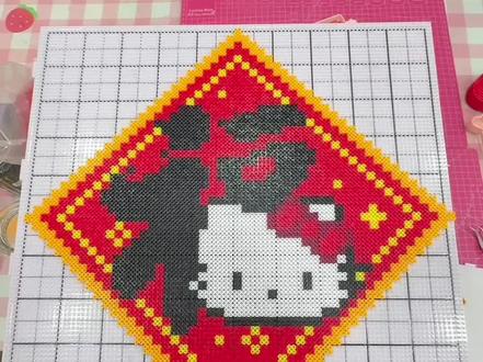 第一视角观看!超大福字 Kitty 拼豆!#拼豆 #拼豆教程 #新手 #我的日常vlog #万物皆可拼豆