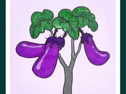 简单画茄子,简笔画手抄报元素#简笔画 #创意美术 #小学生手抄报 #马克笔手绘