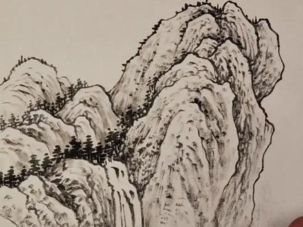 瀑布水口山峰#一起学画画