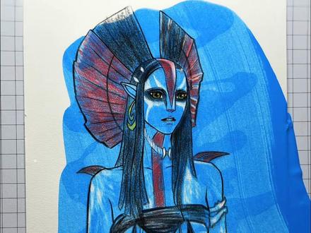 刮出来的画?! #画画 #阿凡达3 #电影阿凡达3 #喵星电影发烧友 #我画笔下的潘多拉星