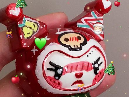 圣诞库洛米石膏娃娃绘画教程#圣诞节 #库洛米 #石膏娃娃 #手工