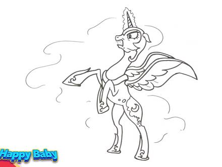 手绘画小马宝莉:露娜月亮公主的黑化形态梦魇之月(噩梦之月) #手绘画小马宝莉 #画公主 #画月亮公主 #学画画