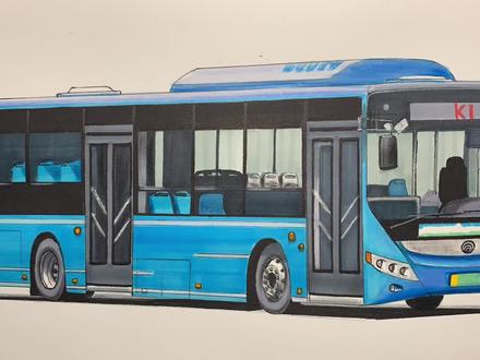 手绘宇通纯电动公交车,喜欢吗 #马克笔手绘 #宇通公交车e10 #公交迷 #宇通客车 #画车