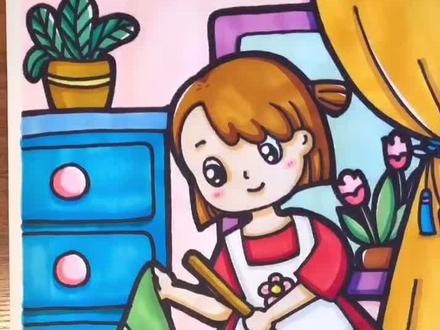 #原创 #五一 #儿童画 我是劳动小能手~劳动节快到啦😊