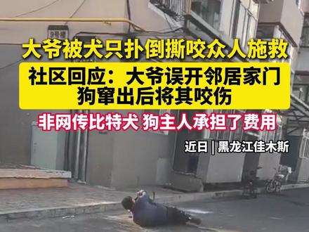 老人误开邻居家门,被犬只扑倒撕咬,众人持棍棒施救,当地社区回应#狗#大爷被犬只扑倒撕咬众人施救
