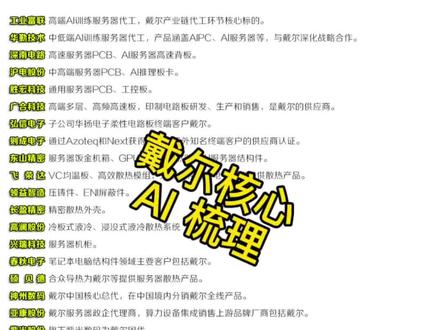 戴尔核心AI 相关公司梳理#戴尔 #戴尔aipc