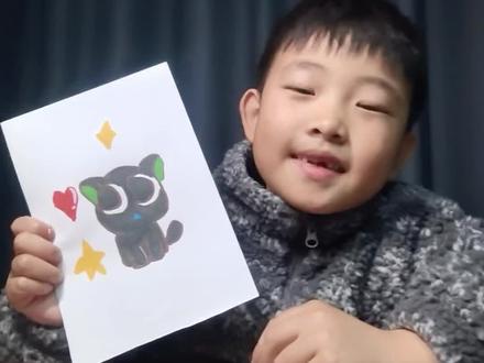 #儿童绘画 #爱画画的小朋友 今天画的是《罗小黑》😝