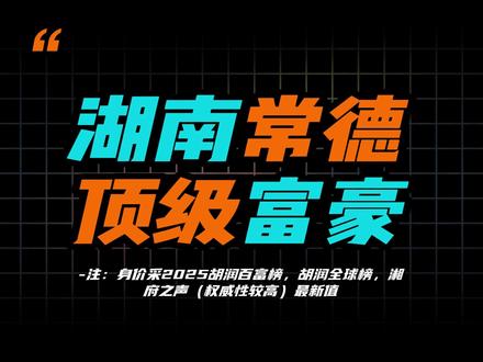 三个湖北佬,抵不过一个常德佬!常德富豪排行榜来了 湖南常德富豪排行榜,你觉得常德哪个区县最出富豪?评论区聊聊!#湖南 #常德 #富豪 #企业家 #排行榜