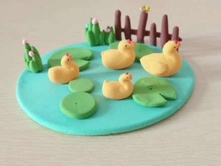 嘎嘎嘎!池塘小鸭子 #手工diy #黏土手工 #创意手工 #粘土教程 #超轻粘土手工 #手工 #粘土