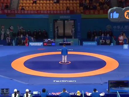 全运会摔跤男子自由式65公斤。内蒙古 摔跤手海日VS新疆 别克扎提·努尔拉西#摔跤运动员 #擂台赛 #自由式摔跤 #摔跤耳怎么形成的 #海日#肌肉男