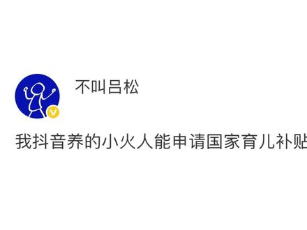 我抖音养的小火人能申请国家育儿补贴吗