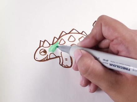 动物简笔画甲龙。快带宝宝来画森林沙漠中的装甲恐龙#儿歌多多 #恐龙 #简笔画 #儿童