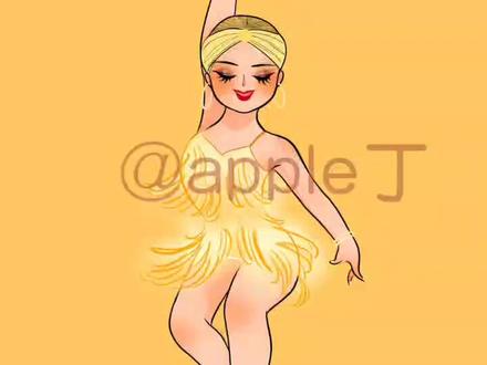 apple丁原创插画#拉丁舞 约画肉肉女孩