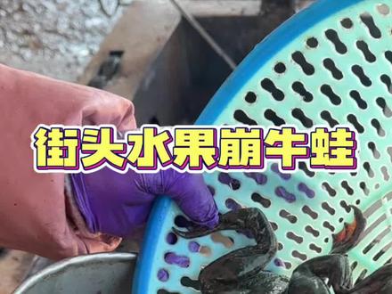 街头86一只的水果崩牛蛙! #街头美食 #街边小吃 #路边摊美味 #美食分享 #瓜子二手车