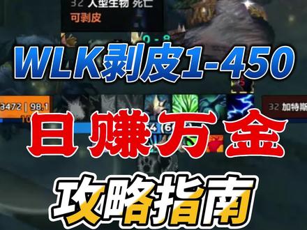 魔兽世界WLK剥皮1-450指南,日赚万金攻略!#魔兽世界怀旧服 #巫妖王之怒 #wlk #剥皮
