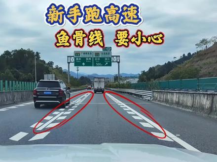 新手开车上高速,遇到这类鱼骨线真的要小心,切记! #高速公路 #驾驶技巧 #每天一个用车知识