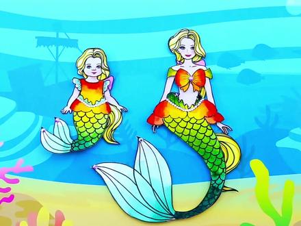 人鱼装扮~纸娃娃手工制作