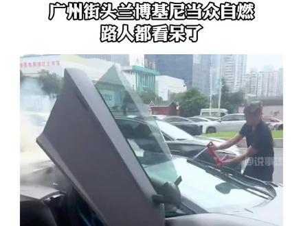 广州一辆兰博基尼自燃了,几百万的豪车说没就没……#兰博基尼