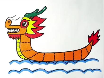 端午节,赛龙舟,Q版龙舟简笔画~#简笔画#端午节#龙舟