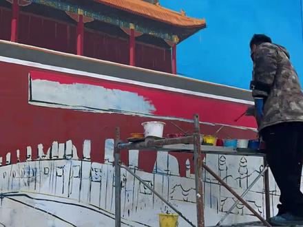 他把天安门“搬”到村口:最暖的画布,是乡亲们的心❤️ #吴承言 #吴营村 #感动 #正能量