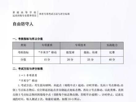 体育单招排球专项评分标准
