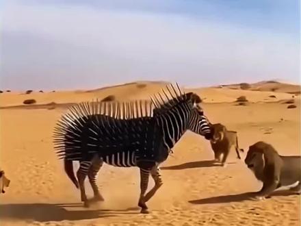 铁甲斑马对峙狮子#斑马 #狮子 #动物世界 #动物成精 #动物趣事