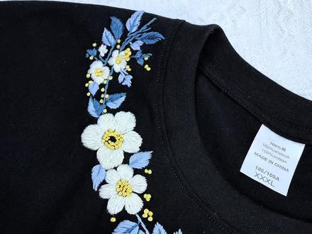 香雪海领花刺绣教程~#刺绣#手工#刺绣t恤