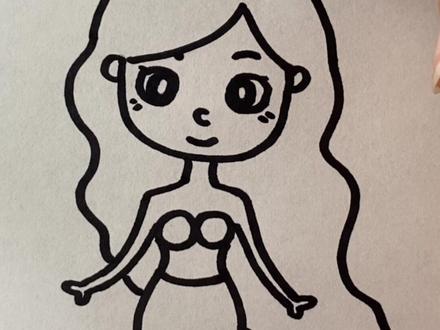 30秒画美人鱼🧜♀️,大家快学起来😜#简笔画 #儿童简笔画 #美人鱼 #一起学画画