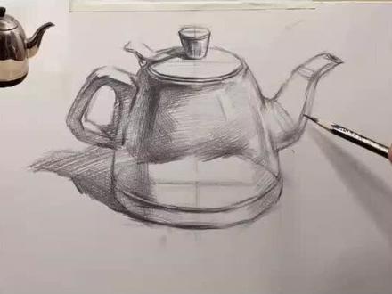 不锈钢水壶讲解分享#素描基础 #素描 #单县 #素描静物 #美术生