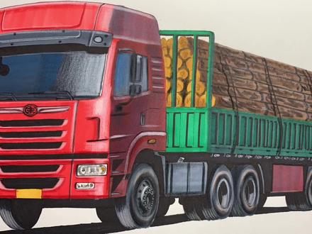 手绘一汽青岛解放天V半挂牵引车,喜欢吗 #一汽青岛解放天v #一汽解放 #商用车 #马克笔手绘 #画车