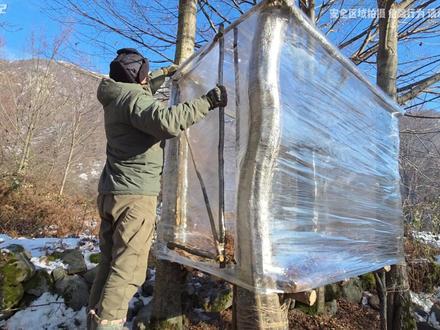 男人用一卷保鲜膜搭建了一个好看又实用的透明小屋 #荒野建造#庇护所建造#解压#助眠#雪天露营