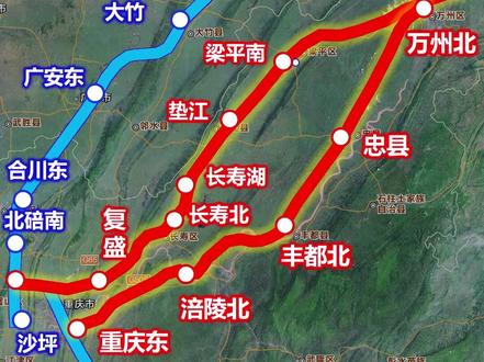 万州-重庆 双高铁线路图