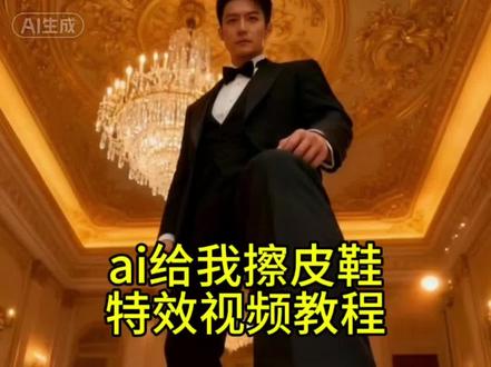 这个ai给我擦皮鞋特效视频教程它来了,跟着教程3秒教会你#剪映#剪同款#ai给我擦皮鞋#导入一张照片#ai给我擦皮鞋视频教程