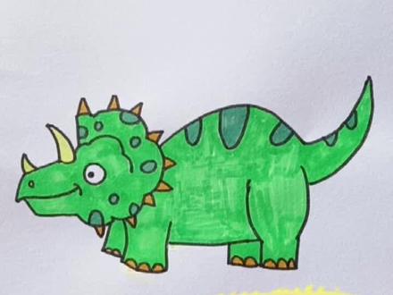 #恐龙简笔画 #画画 #简笔画 三角龙怎么画🙃