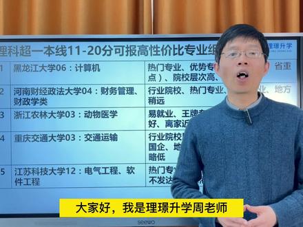 理科超一本线11-20分可以报的高性价比专业推荐 #理科 #志愿填报 #专业选择 #理璟升学