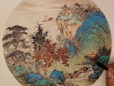 山水小品的染色#零基础学画画