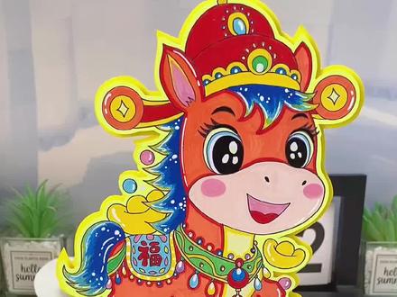 新年头饰头套手工模板手工头饰 你们要的新年立体头饰教程来啦,新年手工DIY,马年头饰帽子手工,简单又漂亮,电子版线稿可打印!#新年手工#马年头饰#新年头饰#亲子手工#手工头饰