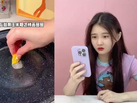 玉米糖“拉丝”挑战!在平底锅上转几圈,轻轻一拉就变成蜘蛛网?