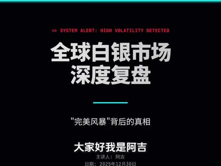 白银12月29日单日暴跌10%,SLV跌破66美元,市场一片哀鸿。但期权数据显示:Put/Call比率仅0.7,机构在63美元大量布局看跌期权保护,这不是逃离而是战术对冲。更关键的是,2026年1月1日中国白银出口禁令即将生效,全球60-70%供应将被切断,而光伏和AI的刚性需求正在指数级爆发。COMEX库存暴降70%,一场史诗级的供应危机正在酝酿。本期深度解析期权流+基本面,揭示白银2026年冲击100美元的真相。#白银 #美股 #投资