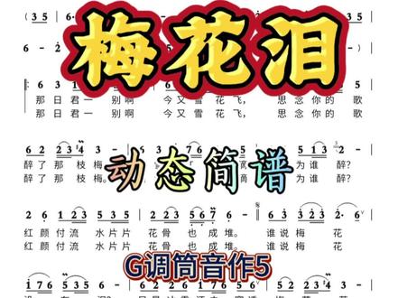 梅花泪G5,经典歌曲跟着练 #经典老歌曲谱 #梅花泪#动态简谱#洞箫跟练