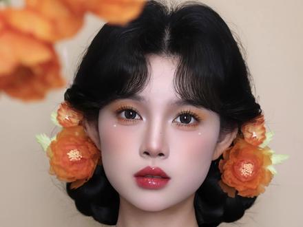 橘染牡丹妆容教程#方圆脸妆容 #妆容教程 #妆容分享 #化妆