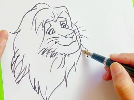 勇敢的狮子王辛巴,你学会了吗?#创作灵感 #简笔画 #零基础学画画 #艺术教育 #手绘 #漫画教程 #蔡余玲老师艺术课