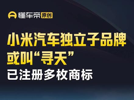 小米汽车独立子品牌或叫“寻天”,已注册多枚商标 #小米汽车#今日快讯#SKYNOMAD