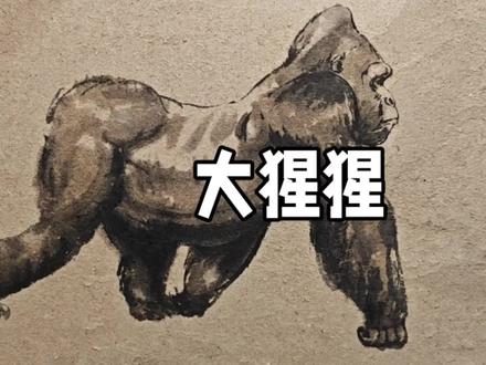 大猩猩的水墨速写画法,简单又帅#手绘#速写#绘画#跟着抖音学画画 #画画